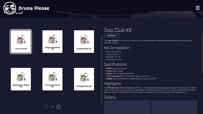 Drums Please | fiche produit avec galerie